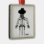 Cowboy Sketch Square Ornament (Rechts)