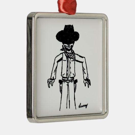 Cowboy Sketch Square Ornament (Rechts)