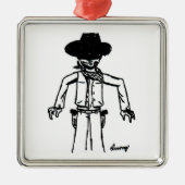 Cowboy Sketch Square Ornament (Vorne)