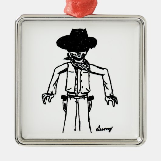 Cowboy Sketch Square Ornament (Vorne)