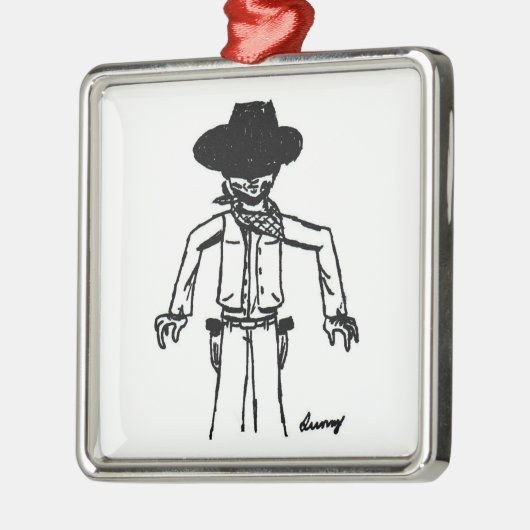 Cowboy Sketch Square Ornament (Links)