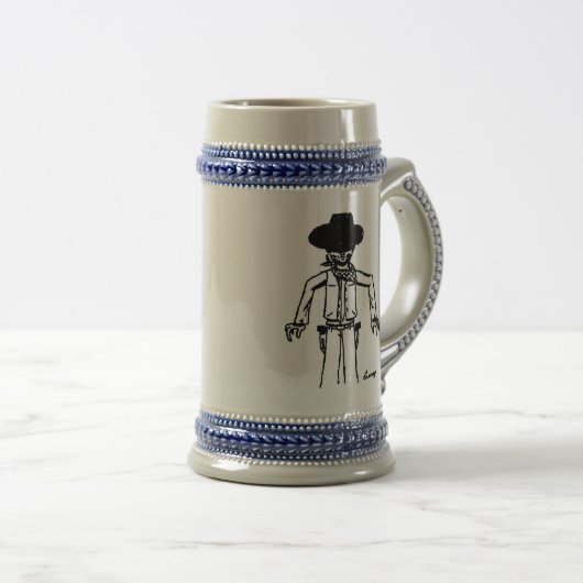 Cowboy Sketch Stein Bierglas (VorderseiteRechts)