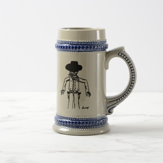 Cowboy Sketch Stein Bierglas (Rechts)