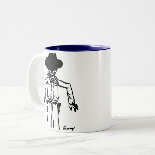 Cowboy Sketch-Tasse Zweifarbige Tasse (Vorderseite Links)