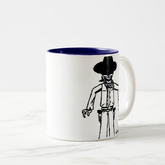 Cowboy Sketch-Tasse Zweifarbige Tasse (VorderseiteRechts)