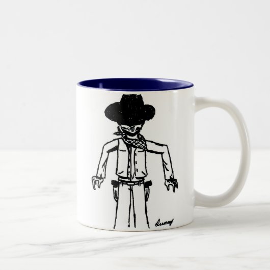 Cowboy Sketch-Tasse Zweifarbige Tasse (Rechts)