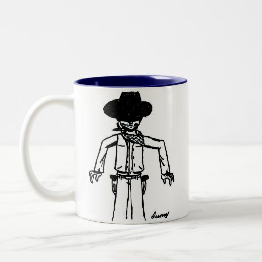 Cowboy Sketch-Tasse Zweifarbige Tasse (Links)