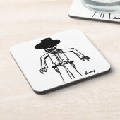 Cowboy Sketch-Untersetzer - Set von 6 Jahren Untersetzer (Linke Seite)