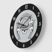 Cowboy Skull Horseshoe Große Wanduhr (Winkel)