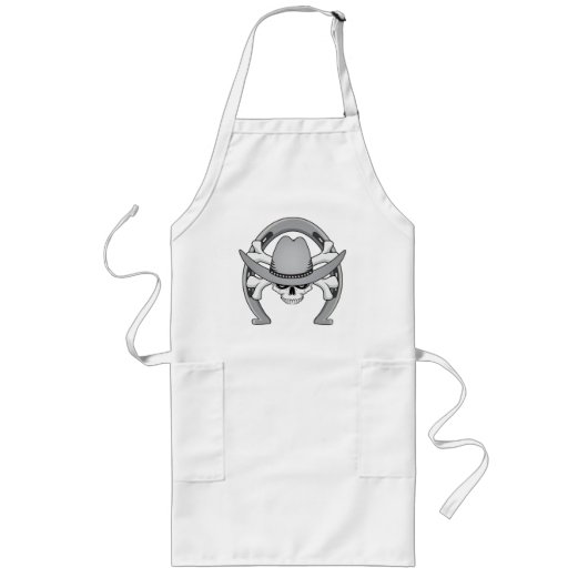 Cowboy Skull Horseshoe Lange Schürze (Vorne)