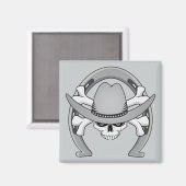 Cowboy Skull Horseshoe Magnet (Vorderseite/Rückseite)