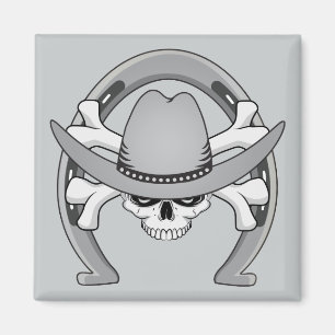 Cowboy Skull Horseshoe Magnet