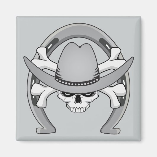 Cowboy Skull Horseshoe Magnet (Vorne)