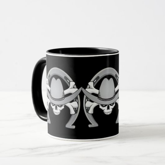 Cowboy Skull Horseshoe Tasse (Vorderseite Links)