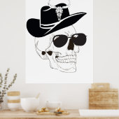 Cowboy Skull mit Sonnenbrille & Hut - Western Goth Poster (Küche)
