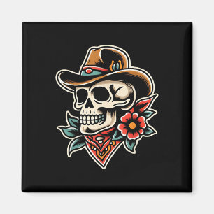 Cowboy Skull Traditioneller Tattoo-Künstler Inkell Magnet