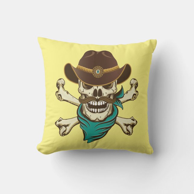 Cowboy Skull und Crossbones Kissen (Vorderseite)