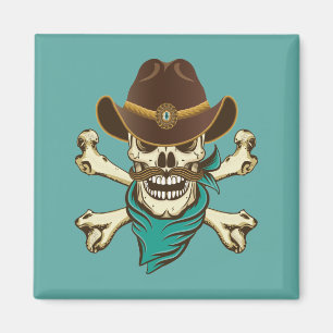 Cowboy Skull und Crossbones Magnet