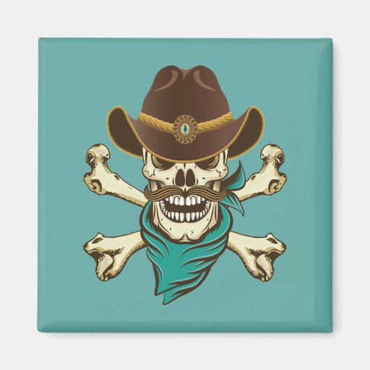 Cowboy Skull und Crossbones Magnet (Vorne)