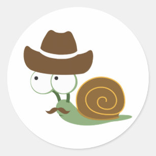 Cowboy Snail Runder Aufkleber