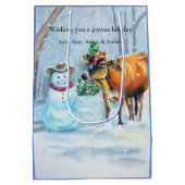 Cowboy Snowman & Cow Weihnachten Mittlere Geschenktüte (Rückseite)