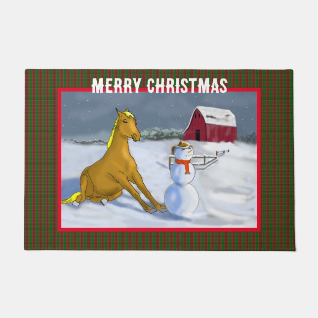 Cowboy Snowman & Horse Fußmatte (Vorderseite)