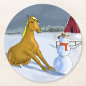 Cowboy Snowman & Horse Paper Untersetzer (Vorderseite)