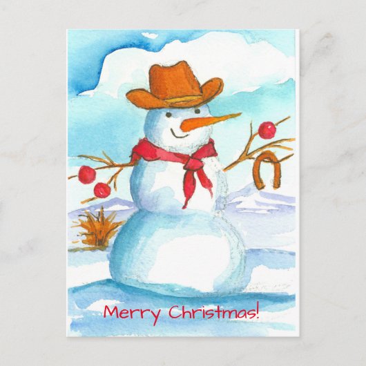 Cowboy Snowman Horse Shoe Frohe Weihnachten (Vorderseite)