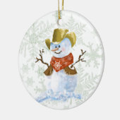 Cowboy Snowman Keramikornament (Links)
