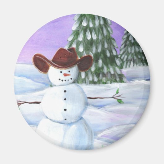 Cowboy Snowman Magnet (Vorne)