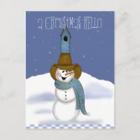 Cowboy Snowman mit Birdhouse