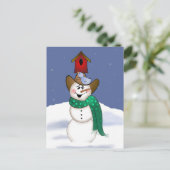 Cowboy Snowman mit Birdhouse Postkarte (Stehend Vorderseite)