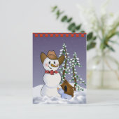 Cowboy Snowman mit Red Bandana Postkarte (Stehend Vorderseite)