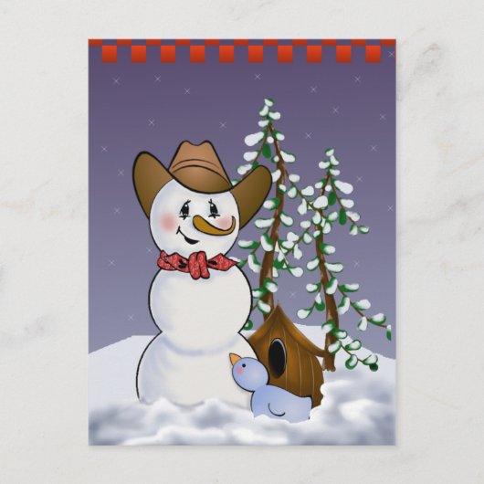 Cowboy Snowman mit Red Bandana Postkarte (Vorderseite)