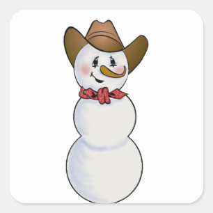 Cowboy Snowman mit Red Bandana Quadratischer Aufkleber
