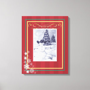 Cowboy Snowman Mosiac Wrapped Canvas Leinwanddruck