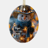 Cowboy Snowman Personalisiertes Ornament (Rechts)