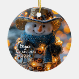Cowboy Snowman Personalisiertes Ornament
