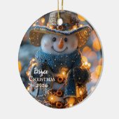 Cowboy Snowman Personalisiertes Ornament (Links)