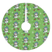 Cowboy Snowman Polyester Weihnachtsbaumdecke (Vorderseite)