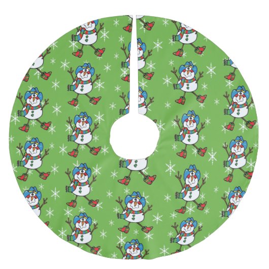 Cowboy Snowman Polyester Weihnachtsbaumdecke (Vorderseite)