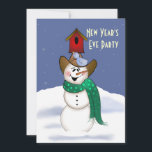 Cowboy Snowman Silvester Party Einladung<br><div class="desc">Ich spielte mit meinem Cowboy Snowman,  um diese neue Ausgabe mit einem roten Vogelhaus,  Schnee und Sternenhimmel zu kreieren.</div>