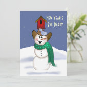 Cowboy Snowman Silvester Party Einladung (Stehend Vorderseite)