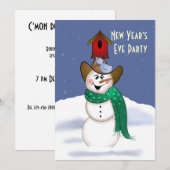 Cowboy Snowman Silvester Party Einladung (Vorne/Hinten)