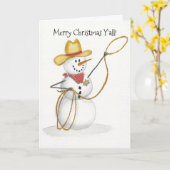 Cowboy Snowman Watercolor Christmas Card Karte (Gelbe Blume)