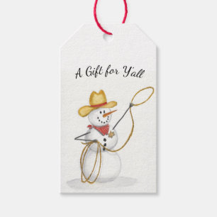 Cowboy Snowman Watercolor-Geschenk-Tag Geschenkanhänger