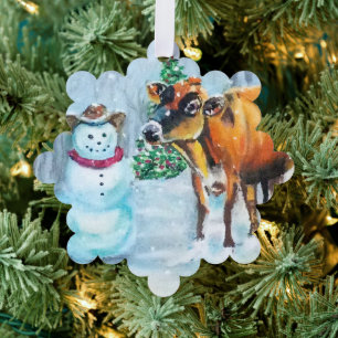 Cowboy Snowman Weihnachten Ornament Karte