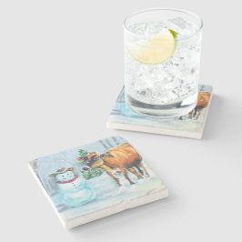 Cowboy Snowman Weihnachten Steinuntersetzer