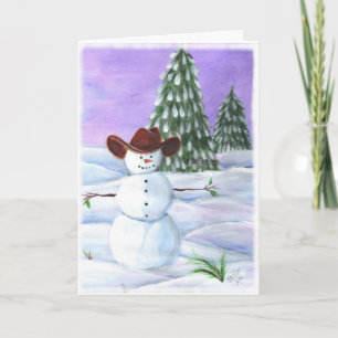 Cowboy Snowman Weihnachtskarte Feiertagskarte
