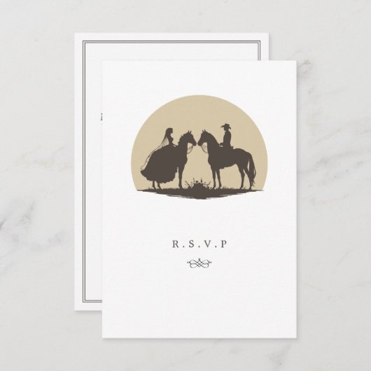Cowboy Sonnenuntergang Wahl Hochzeit RSVP (Vorne/Hinten)
